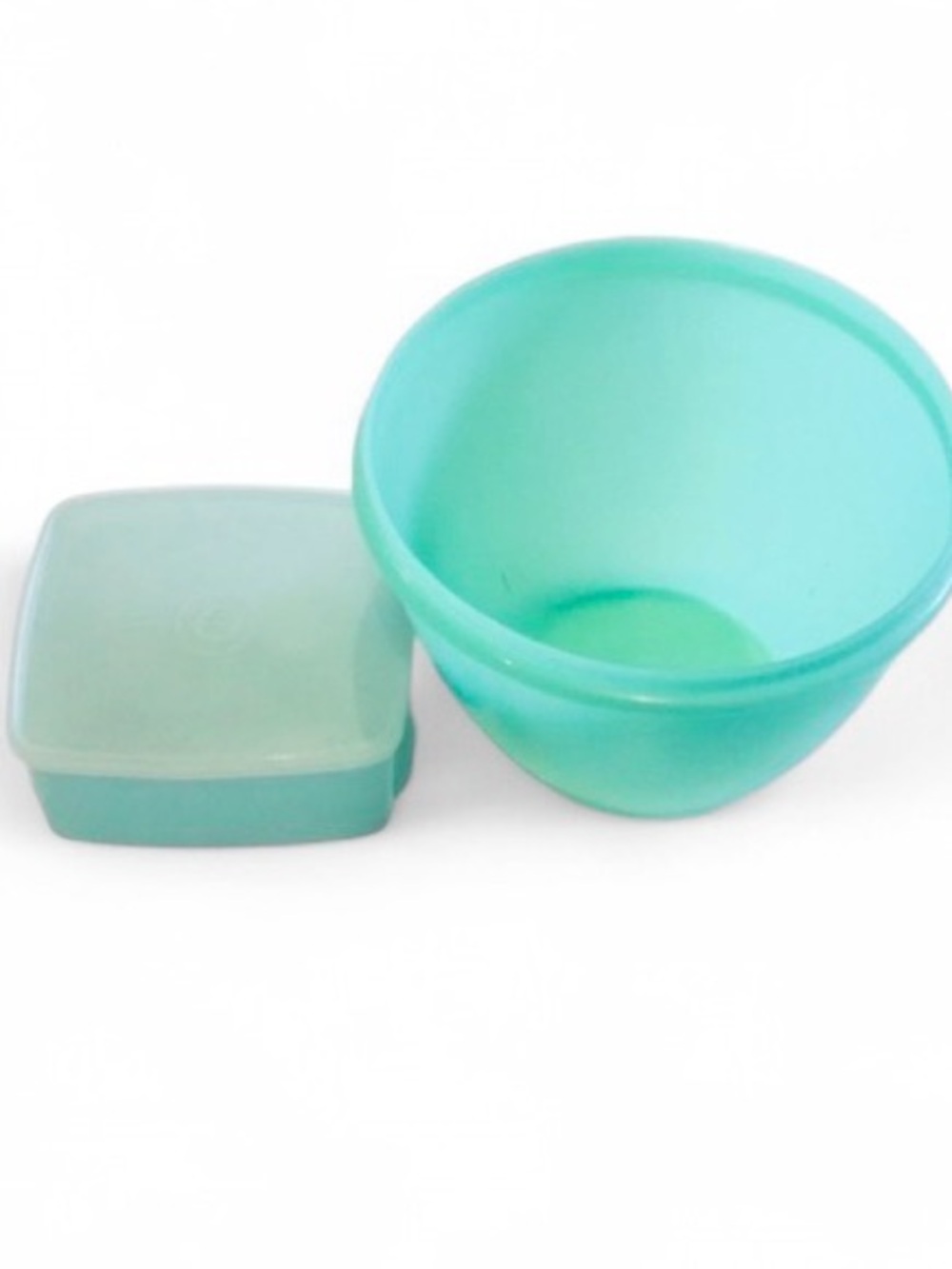 Green Tupperware Bowl And Square Container Clear  With Lid